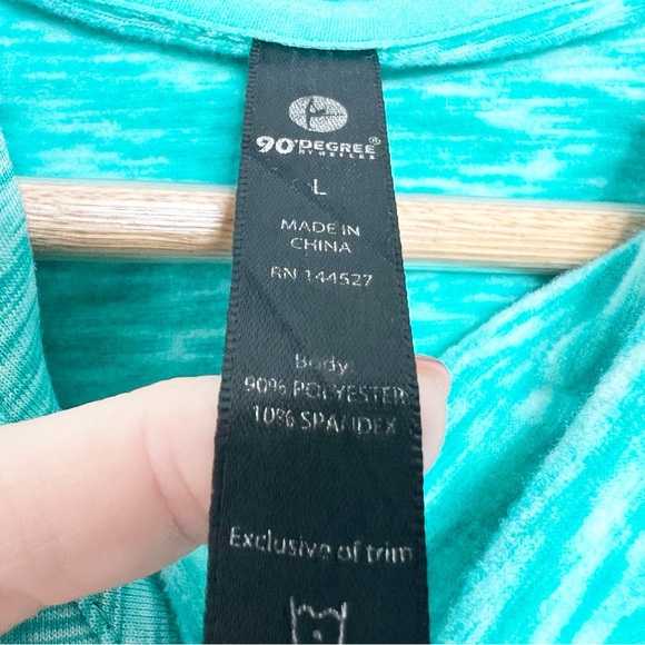 90 Degree Activewear Turquoise Marled Hoodie Thumbhole Pockets Drawstring - Picture 15 of 16